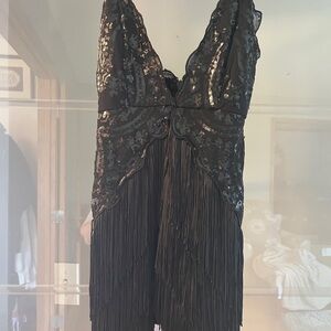 Windsor Black Plunge Neck Pleated Mini Dress/romper